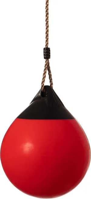 Red Outdoor Patio Playground Hanging Adjustable Ball Round Swing, Inflatable Heavy Duty Rubber Round Swing Ball, Pump Included