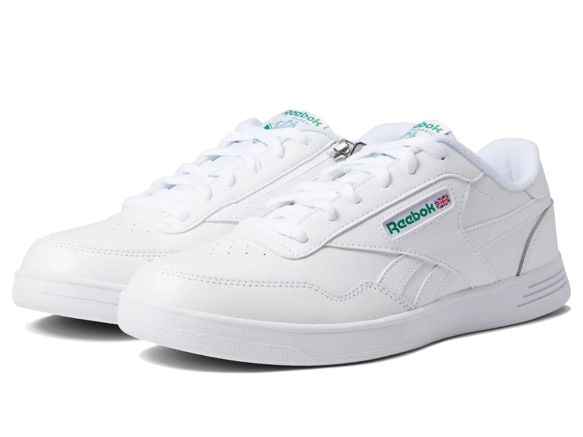 Reebok Mens Faux Leather Trainer Running & Training Shoes 14.5 X-Wide Women/13 X-Wide Men White/Glen Green