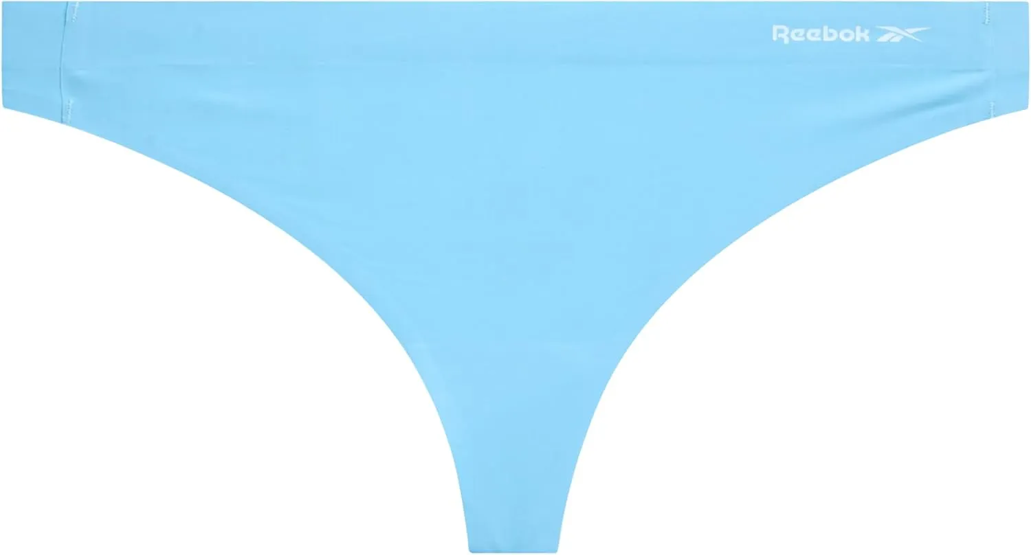 Reebok Women's Thong Underwear - 3 Pack or 6 Pack Performance Stretch Sexy Seamless Thong Panties for Women (Sizes: S-XL)