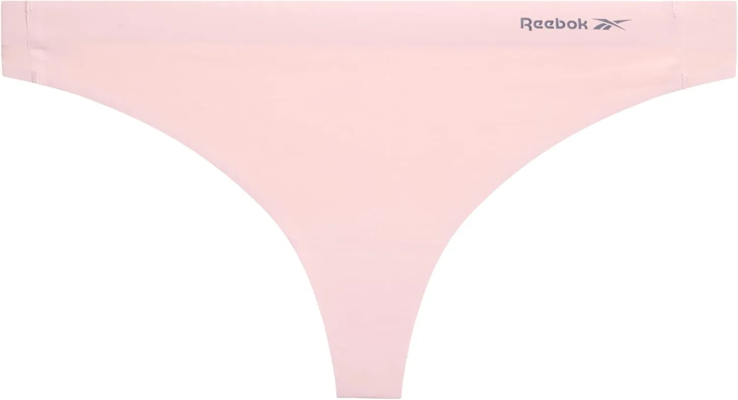 Reebok Women's Thong Underwear - 3 Pack or 6 Pack Performance Stretch Sexy Seamless Thong Panties for Women (Sizes: S-XL)