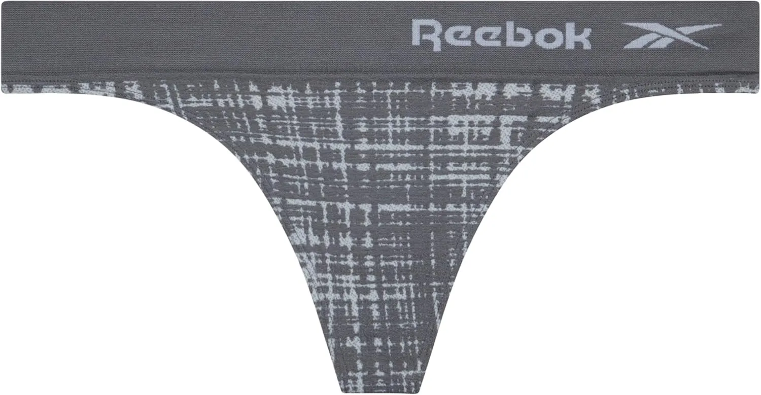 Reebok Women's Thongs - 6 Pack Performance Seamless Thongs for Women Sexy Panties - Breathable Underwear for Women (S-XL)
