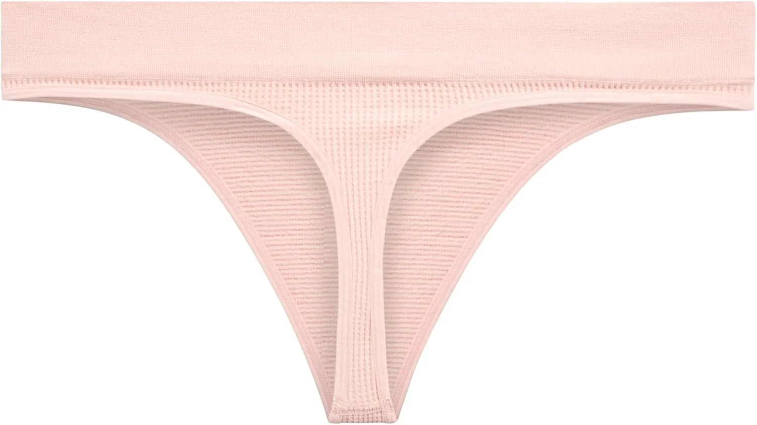 Reebok Women's Thongs - 6 Pack Performance Seamless Thongs for Women Sexy Panties - Breathable Underwear for Women (S-XL)