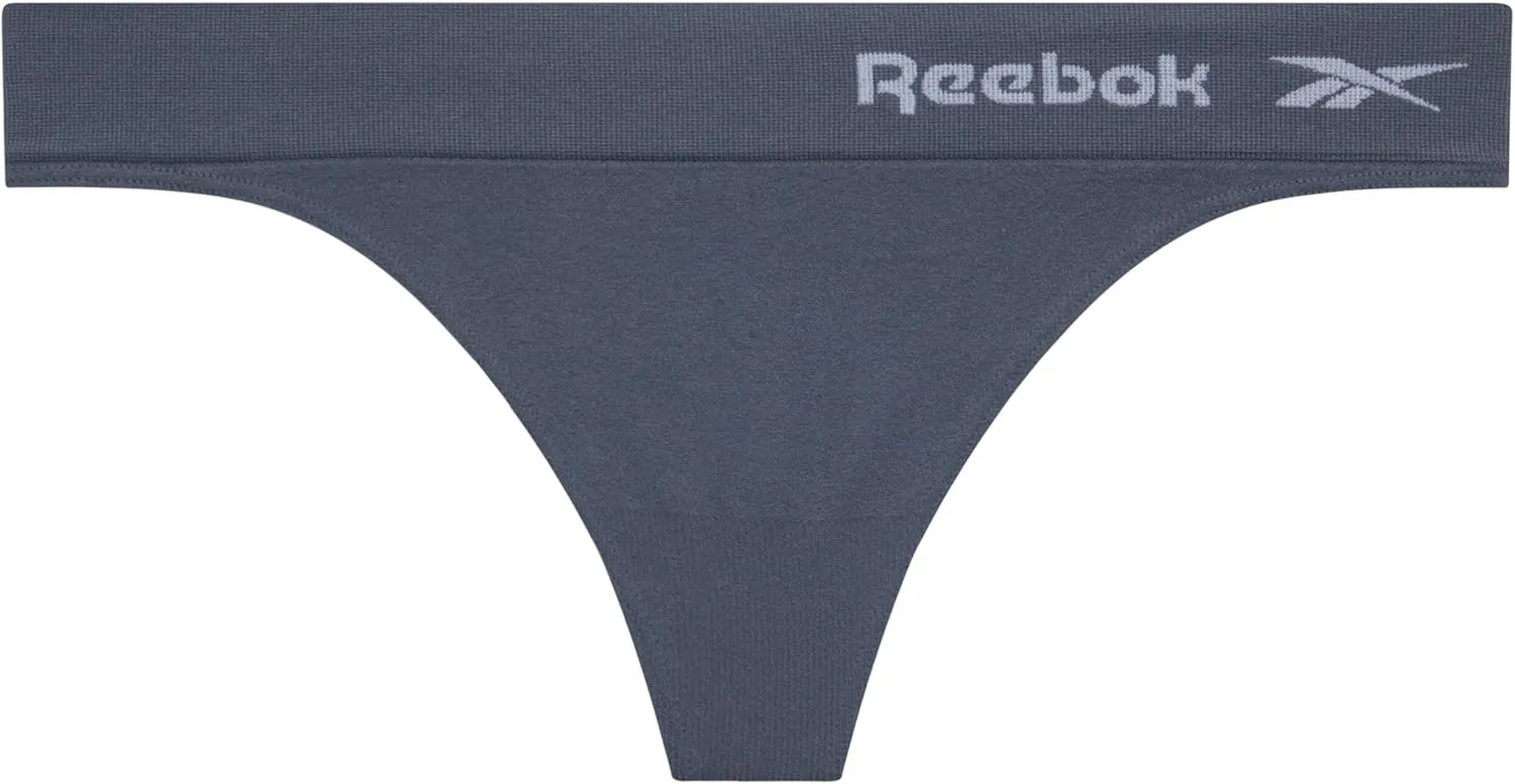 Reebok Women's Thongs - 6 Pack Performance Seamless Thongs for Women Sexy Panties - Breathable Underwear for Women (S-XL)