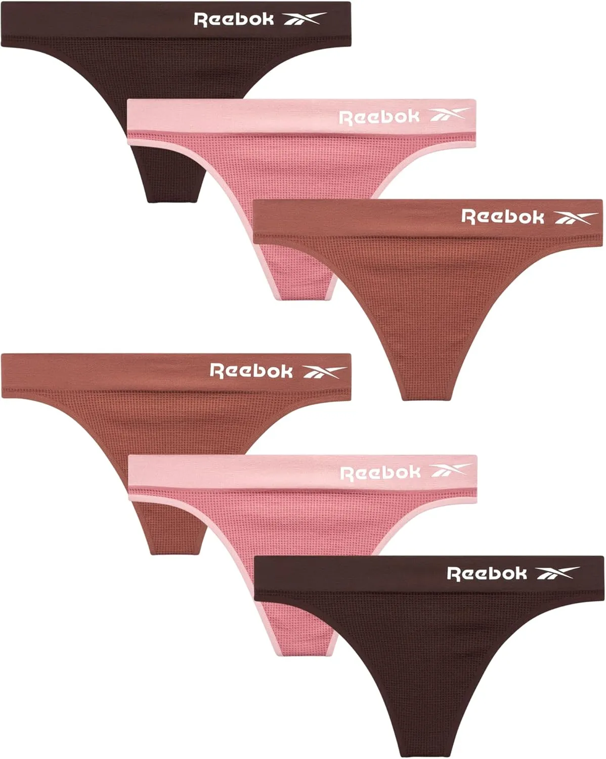 Reebok Women's Thongs - 6 Pack Performance Seamless Thongs for Women Sexy Panties - Breathable Underwear for Women (S-XL)