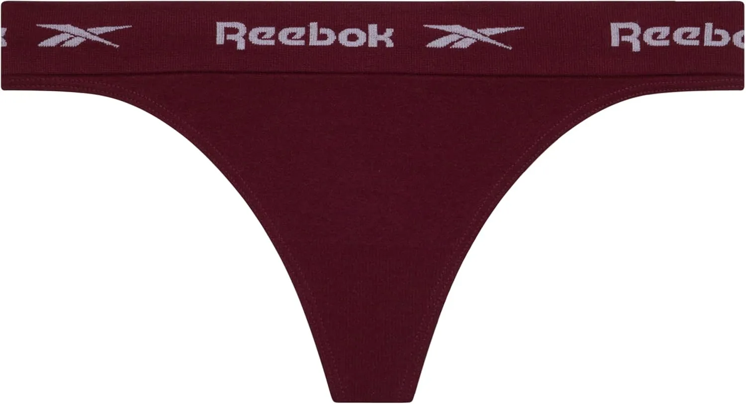Reebok Women's Thongs - 6 Pack Performance Seamless Thongs for Women Sexy Panties - Breathable Underwear for Women (S-XL)