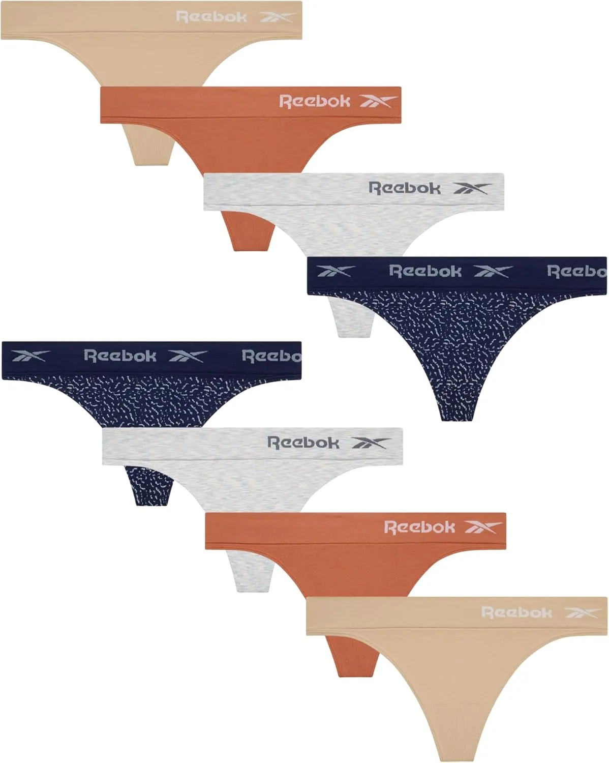 Reebok Women's Thongs - 8 Pack Performance Seamless Thongs for Women Sexy Panties - Breathable Underwear for Women (S-XL)