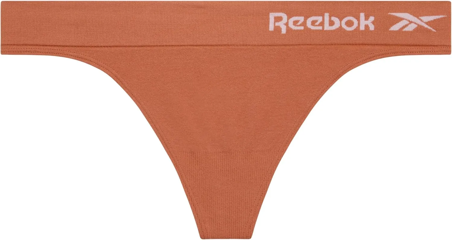 Reebok Women's Thongs - 8 Pack Performance Seamless Thongs for Women Sexy Panties - Breathable Underwear for Women (S-XL)