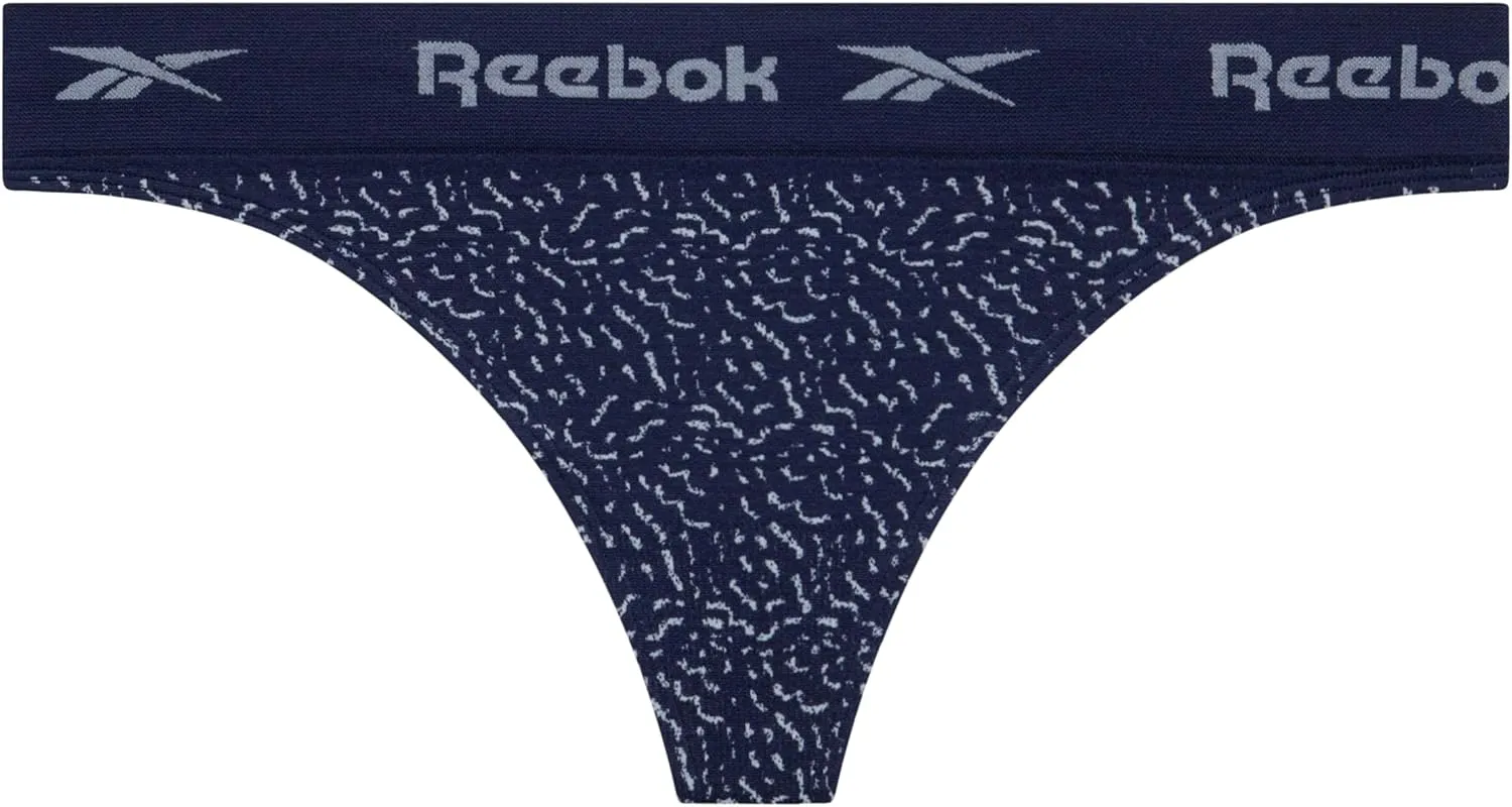 Reebok Women's Thongs - 8 Pack Performance Seamless Thongs for Women Sexy Panties - Breathable Underwear for Women (S-XL)