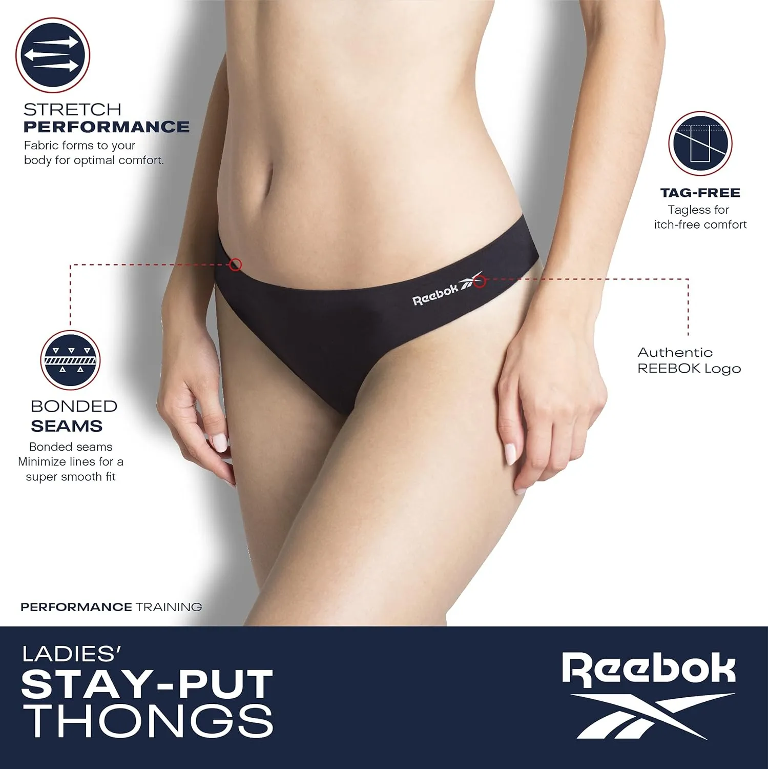 Reebok Women's Thongs - 8 Pack Performance Seamless Thongs for Women Sexy Panties - Breathable Underwear for Women (S-XL)