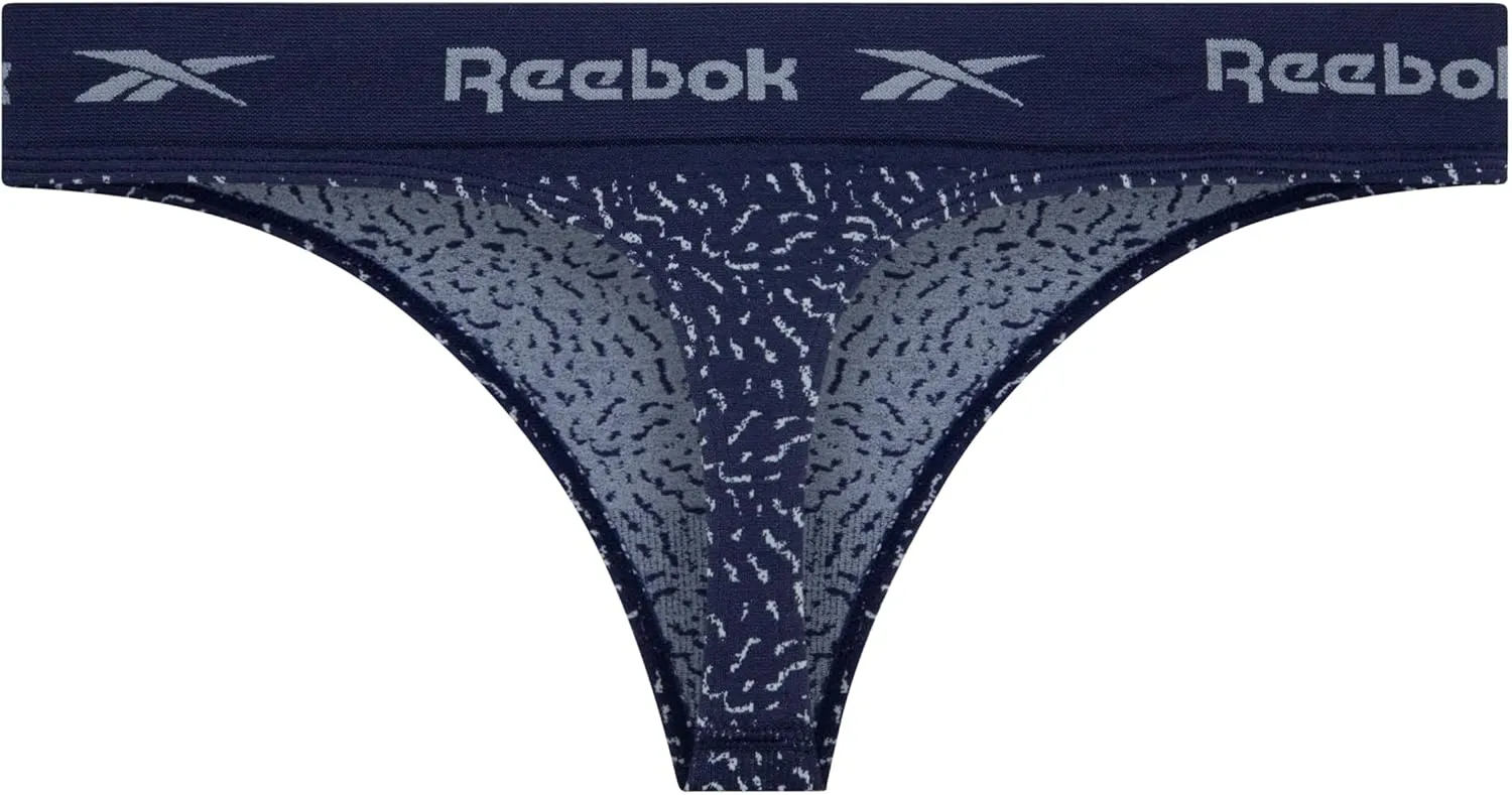 Reebok Women's Thongs - 8 Pack Performance Seamless Thongs for Women Sexy Panties - Breathable Underwear for Women (S-XL)