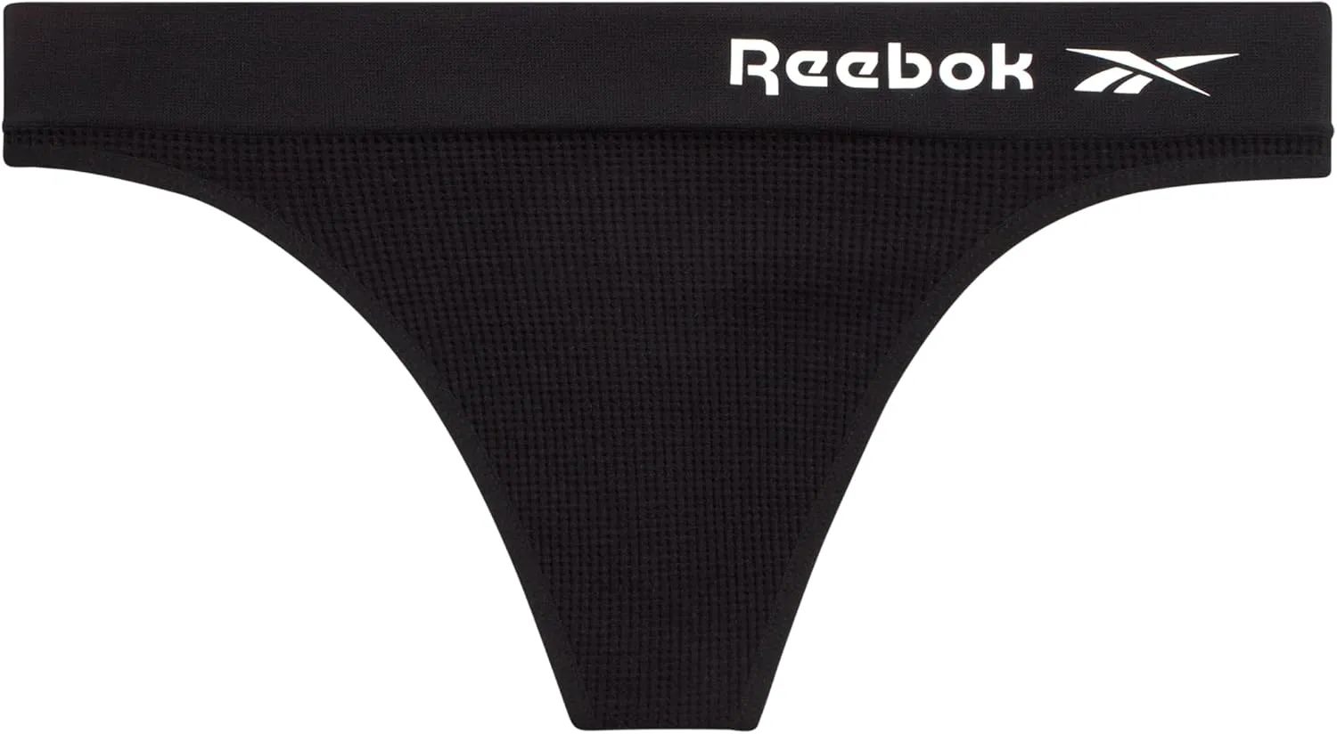 Reebok Women's Thongs - 8 Pack Performance Seamless Thongs for Women Sexy Panties - Breathable Underwear for Women (S-XL)