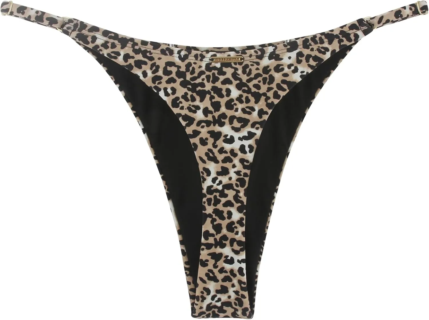 RELLECIGA Women's Adjustable High Cut Thong Bikini Bottom