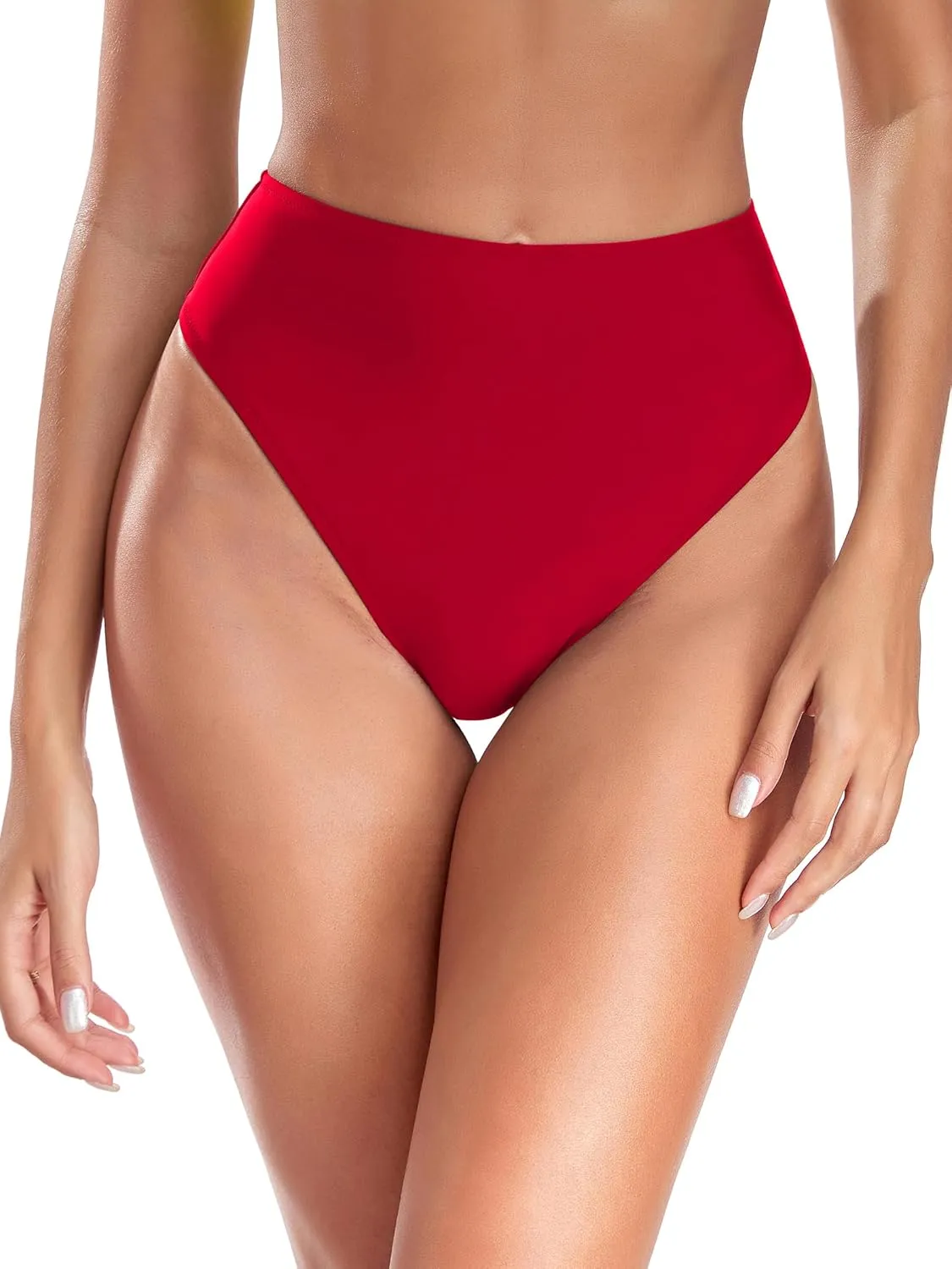 RELLECIGA Women's High Waisted High Cut Thong Bikini Bottom