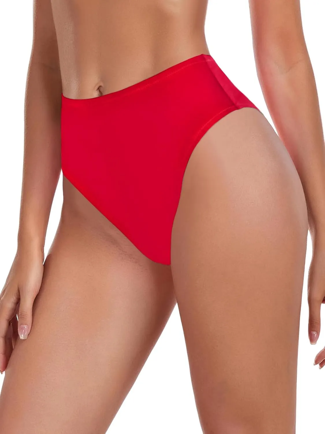 RELLECIGA Women's High Waisted High Cut Thong Bikini Bottom