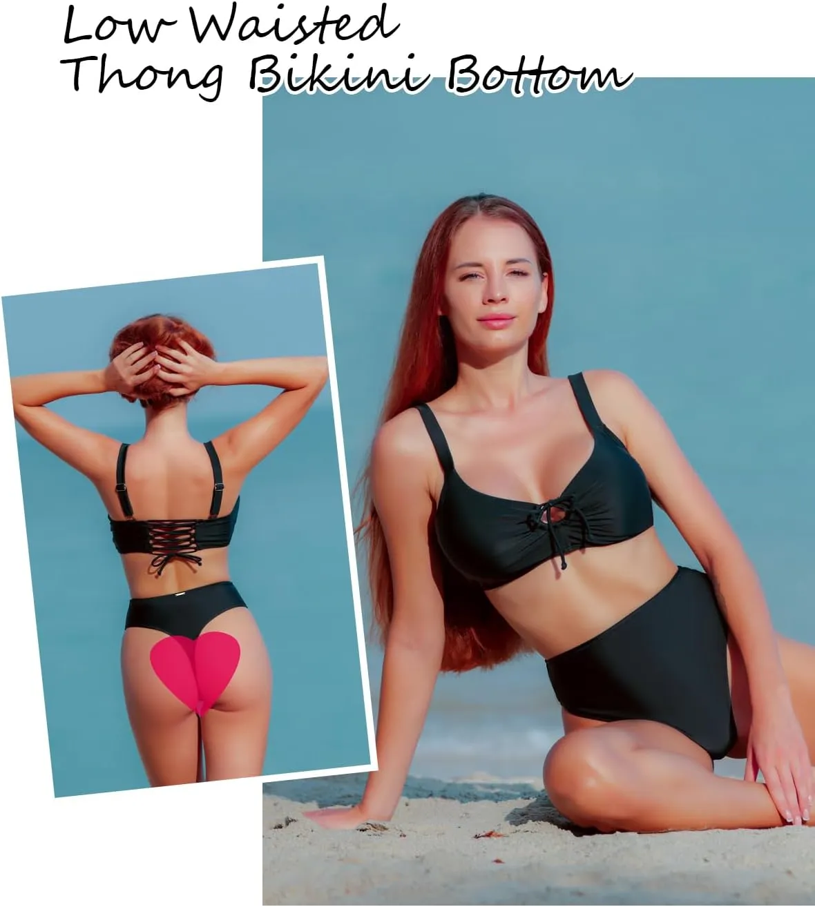 RELLECIGA Women's High Waisted High Cut Thong Bikini Bottom