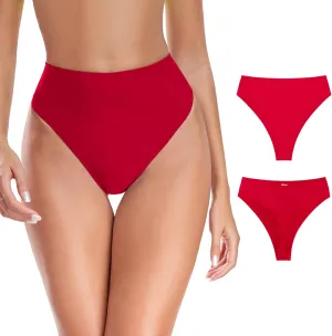 RELLECIGA Women's High Waisted High Cut Thong Bikini Bottom