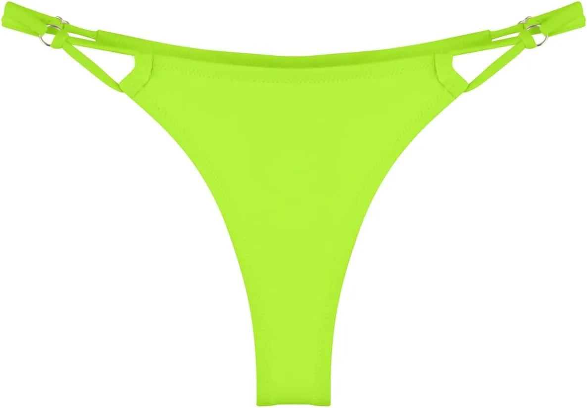 RELLECIGA Women’s Low Rise Sexy Thong Bikini Bottom Adjustable High Leg Swimsuit Bottoms