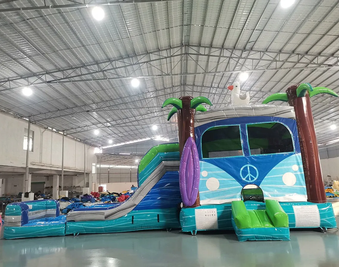 Retro Splash Dual Lane Bounce House with Slide (Wet/Dry)
