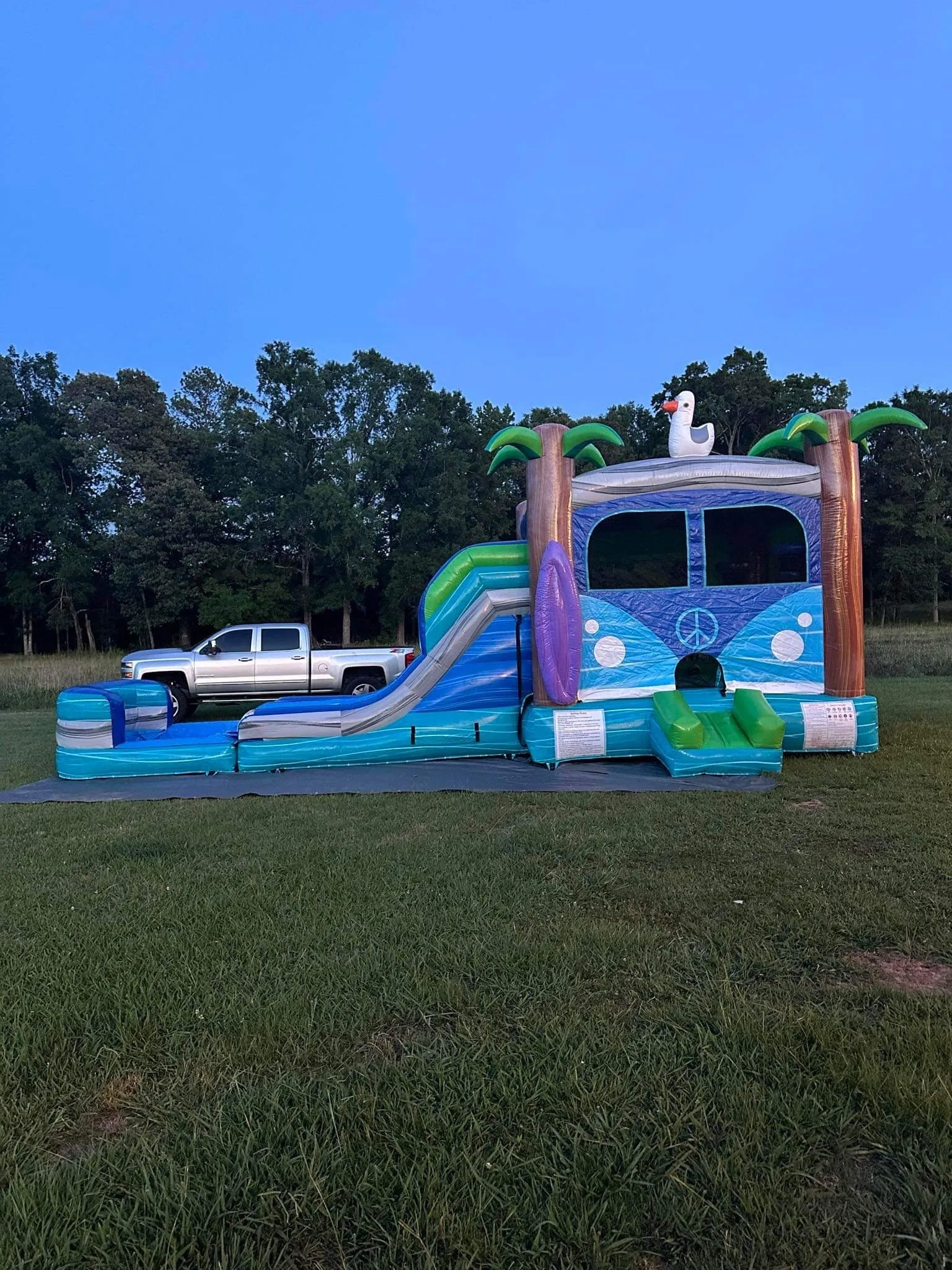 Retro Splash Dual Lane Bounce House with Slide (Wet/Dry)