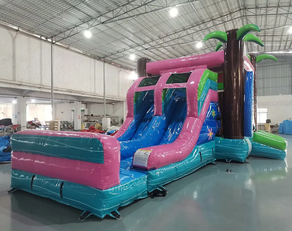 Retro Splash Dual Lane Bounce House with Slide (Wet/Dry)