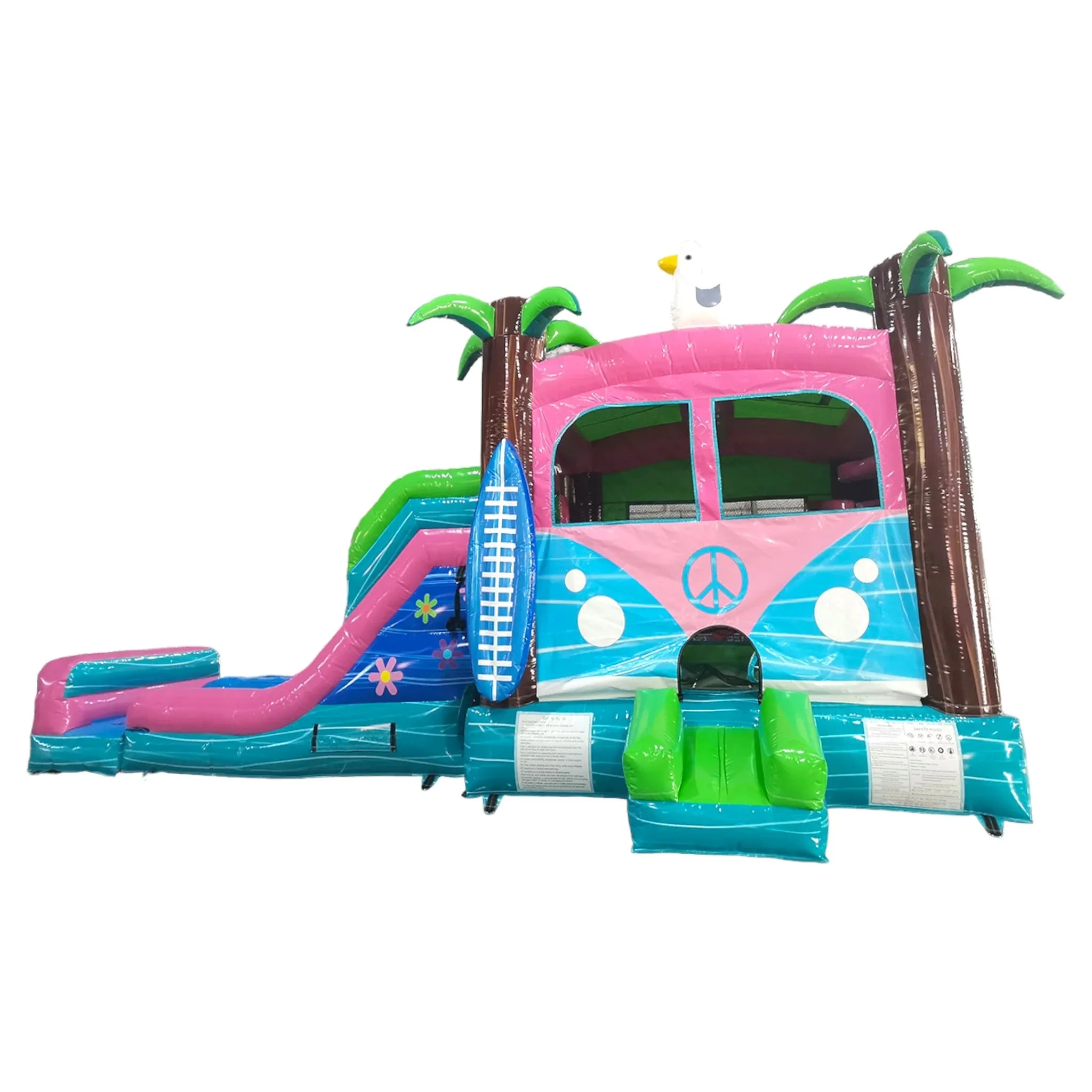 Retro Splash Dual Lane Bounce House with Slide (Wet/Dry)