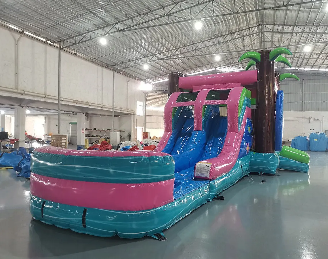 Retro Splash Dual Lane Bounce House with Slide (Wet/Dry)