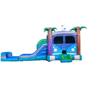Retro Splash Dual Lane Bounce House with Slide (Wet/Dry)