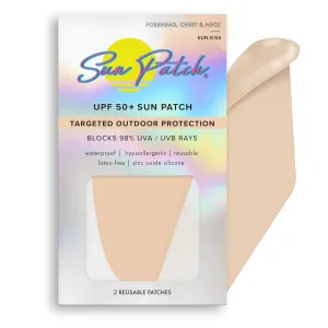 Reusable Forehead and Neck Sunblock Patches - 100% Silicone Sunscreen for UV Protection, Face Stickers With UPF 50 - 1 Pack/2 Patches, Sunkiss (Nude) for Golf, Surf, Swim, Ski