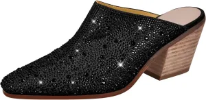 richealnini Closed Toe Embellished Rhinestones Slide Sandals Slip On Slippers Sparkle Wedding Outside Party Dress