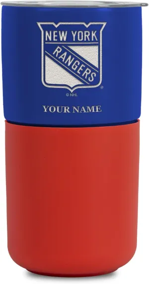 Rico Industries NHL Teams Personalized 16oz Ceramic Tumbler with Silicone Grip, Deep Laser Engraved, Two-Tone Team Colored Design with Slide Lid, Travel Coffee Mug, Matte Glaze