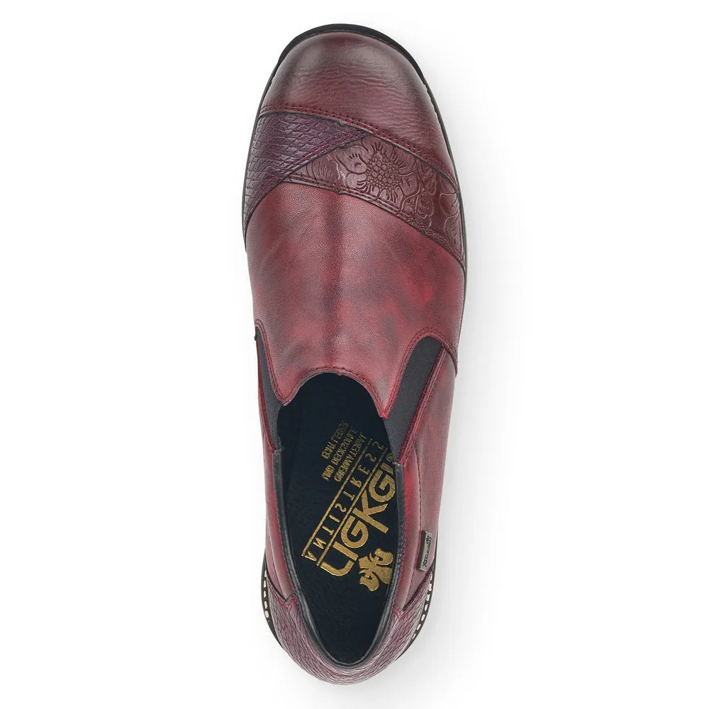 RIEKER - 44251-35 TEX SLIP-ON COMFORT SHOE - WINE