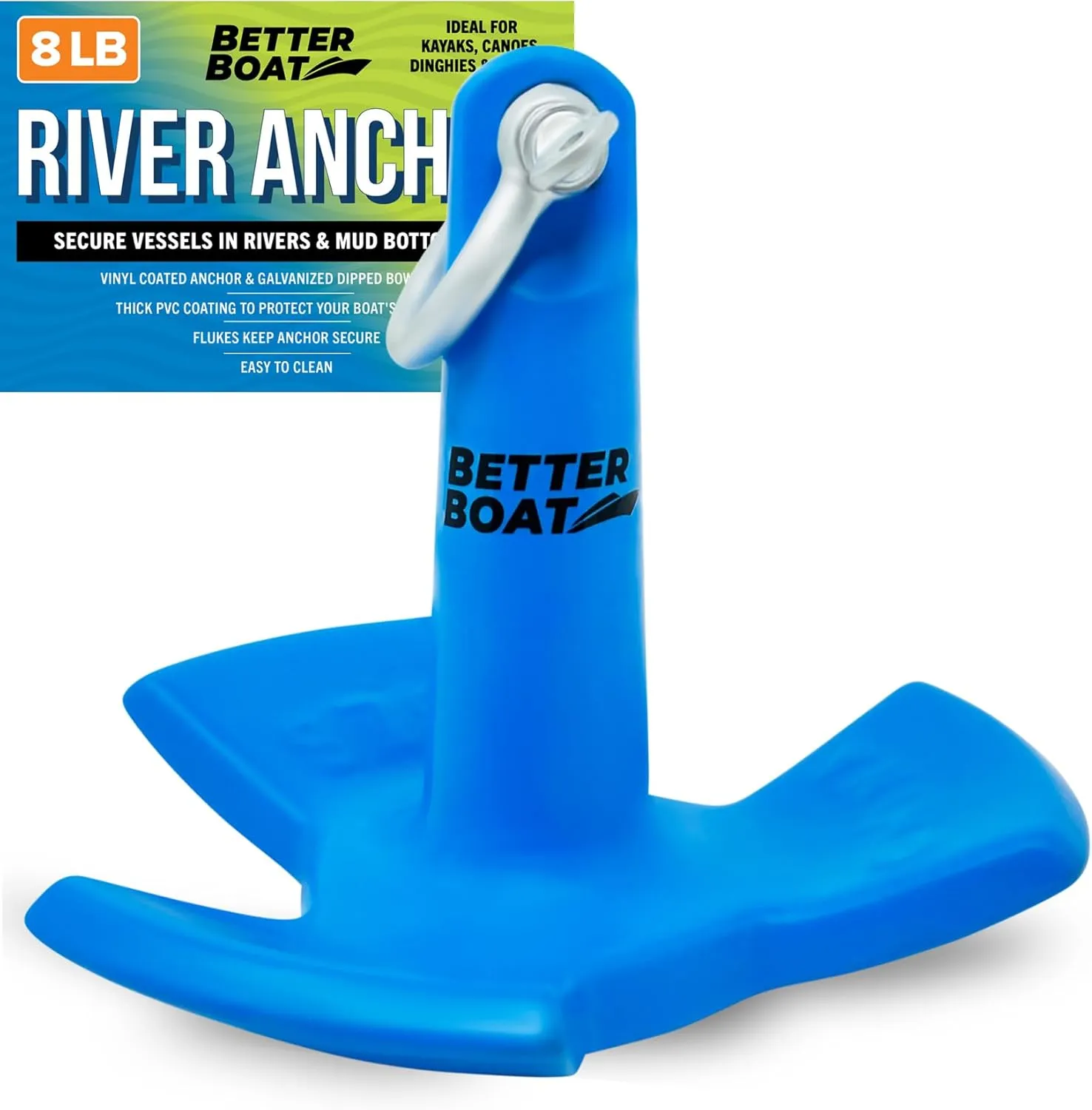 River Anchor, 8lb, Marine-Grade Coated Mushroom Anchor for Boats, Pontoons, Kayaks, Jon Boats, Row Boats, Small Boats, Available in 8, 12, 20, or 30 lbs
