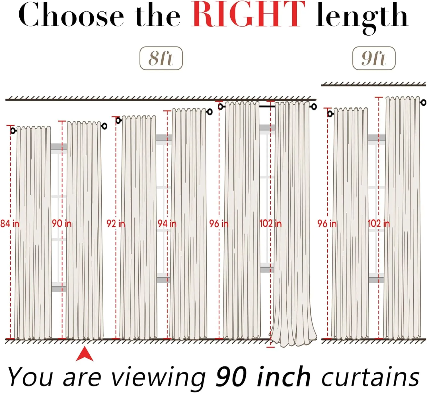 Rod Pocket Curtains for Traverse Rod with Hooks or Tap Tie Top with Clip Rings,Linen Back Tab Boho Sheer Country Curtain Draperies for Bedroom Living Room Dining,Warm Grey Greyish Beige,90 Inch Long