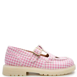 Rondinella Pink Gingham T Strap Loafer