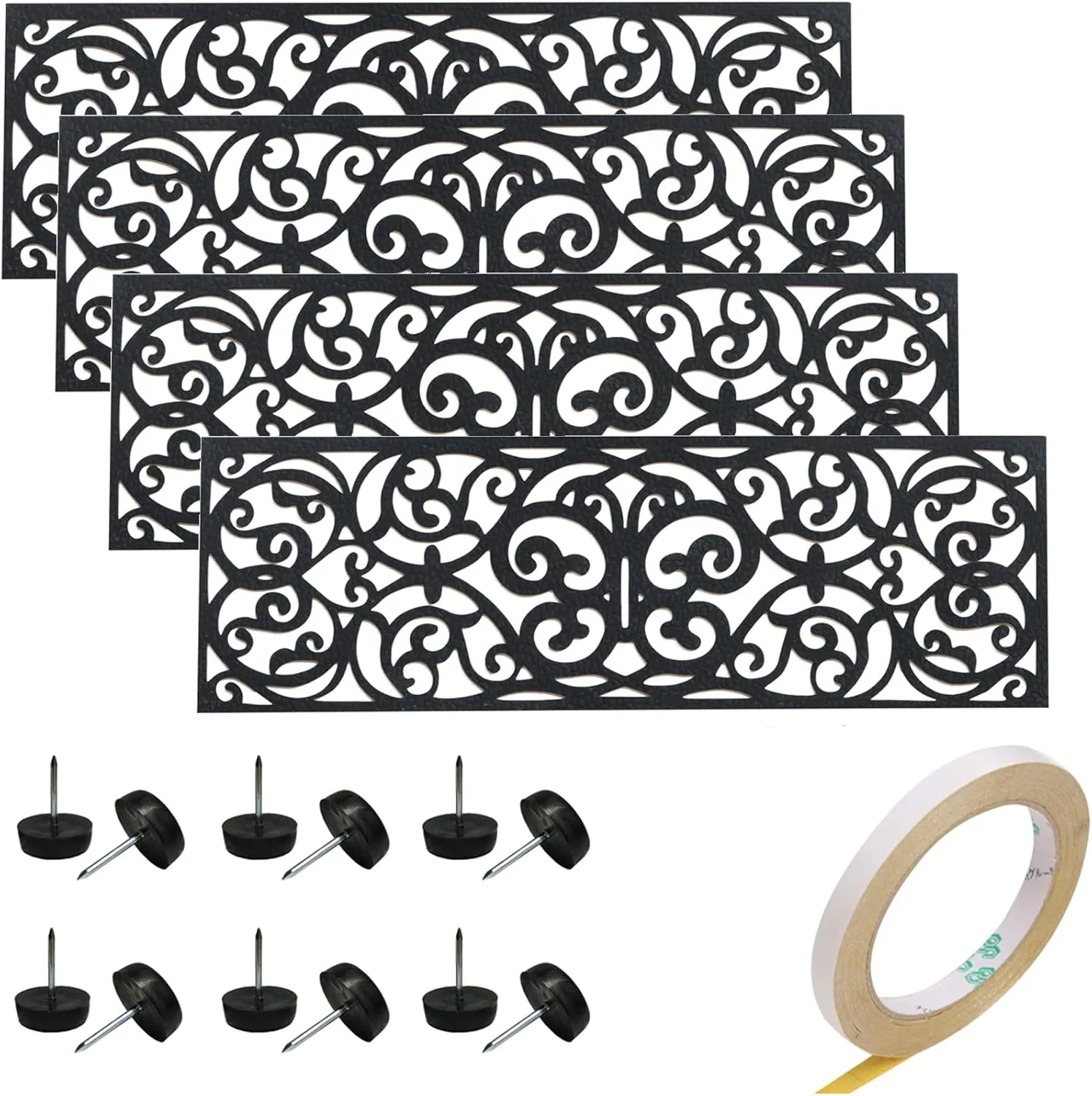 Rubber Stair Treads, Outdoor Stair Treads Non-Slip, Butterfly Designed Stair Tread Mats, Anti-Slip Step Mat - Set of 4 Include Stay-on-Kit, 30 x 10 Inches