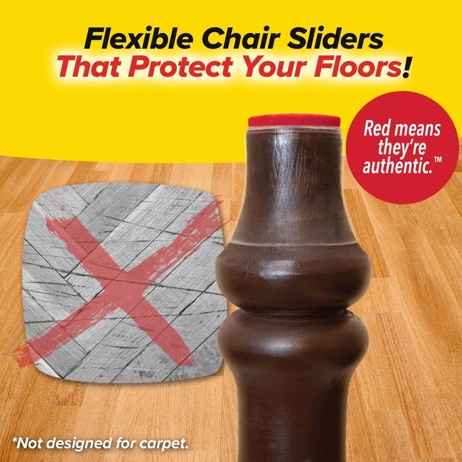 Ruby Sliders As Seen On TV by BulbHead - Red Means They’re Authentic - Premium Chair Covers Protect Hardwood & Tile Floors - Fits Most Furniture Leg Sizes & Shapes ,Clear- 8 Count (Pack of 6)