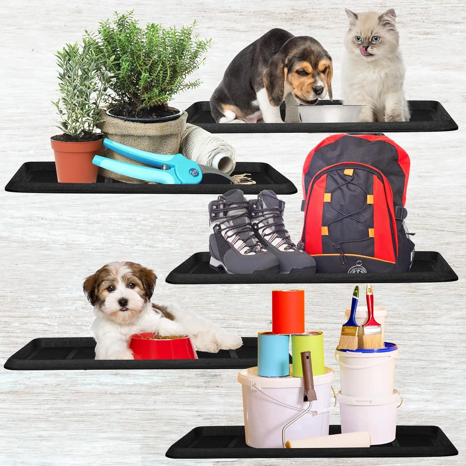 SafetyCare Rubber Shoe & Boot Tray - Multi-Purpose - 32 x 16 Inches - 6 Mats