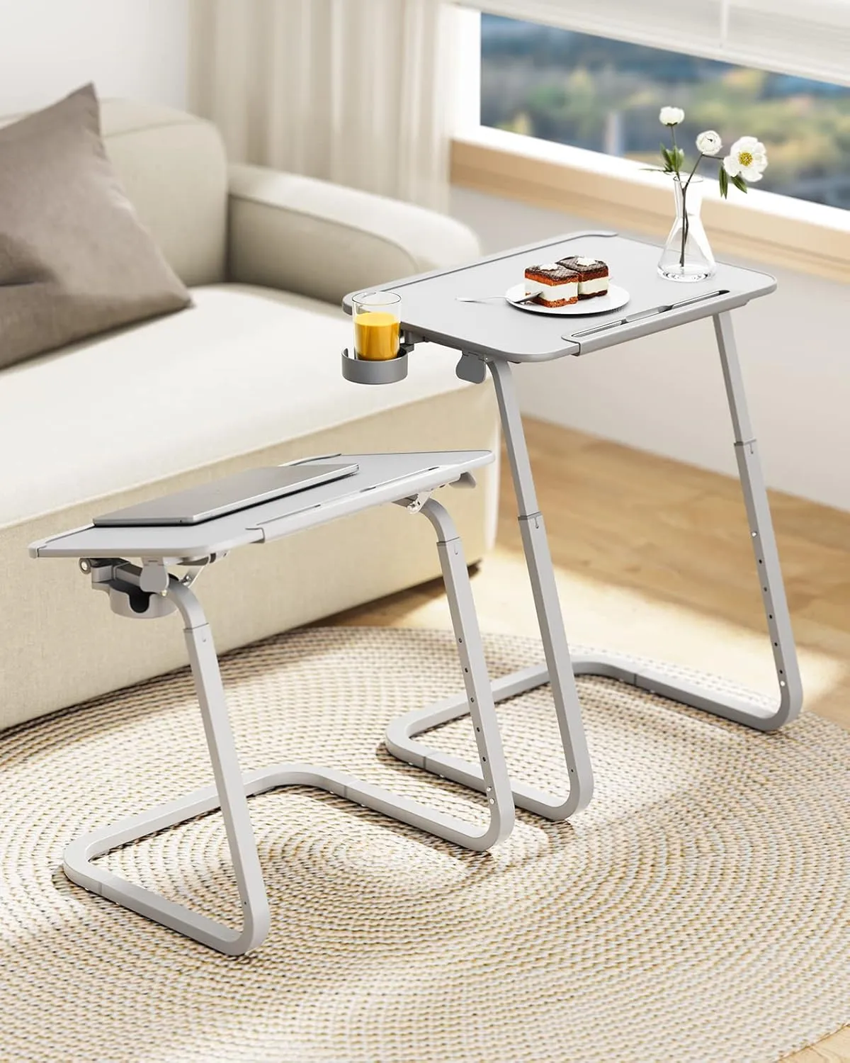 SAIJI TV Tray Table - Heavy Duty Extra Large TV Tray, Upgraded TV Dinner Trays for Eating Snack Food, Tilt & Height Adjustable TV Tray Laptop Desk for Sofa & Bedside Small Table