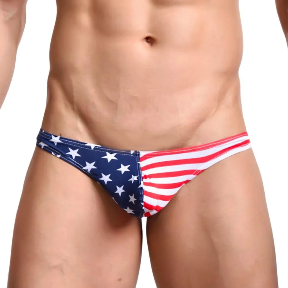 sandbank Men’s G-Strings, American Flag Print Sexy Thong Soft Cotton Underwear