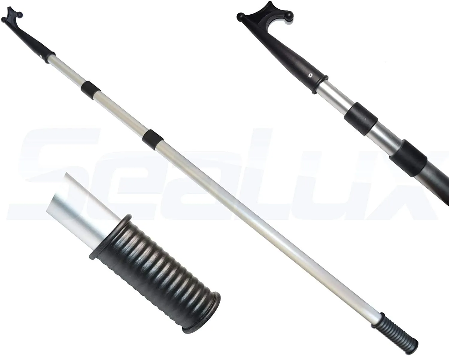 SeaLux Deluxe Telescopic Aluminum Boat Hook Adjustable from 3-1/2' to 8-1/2'