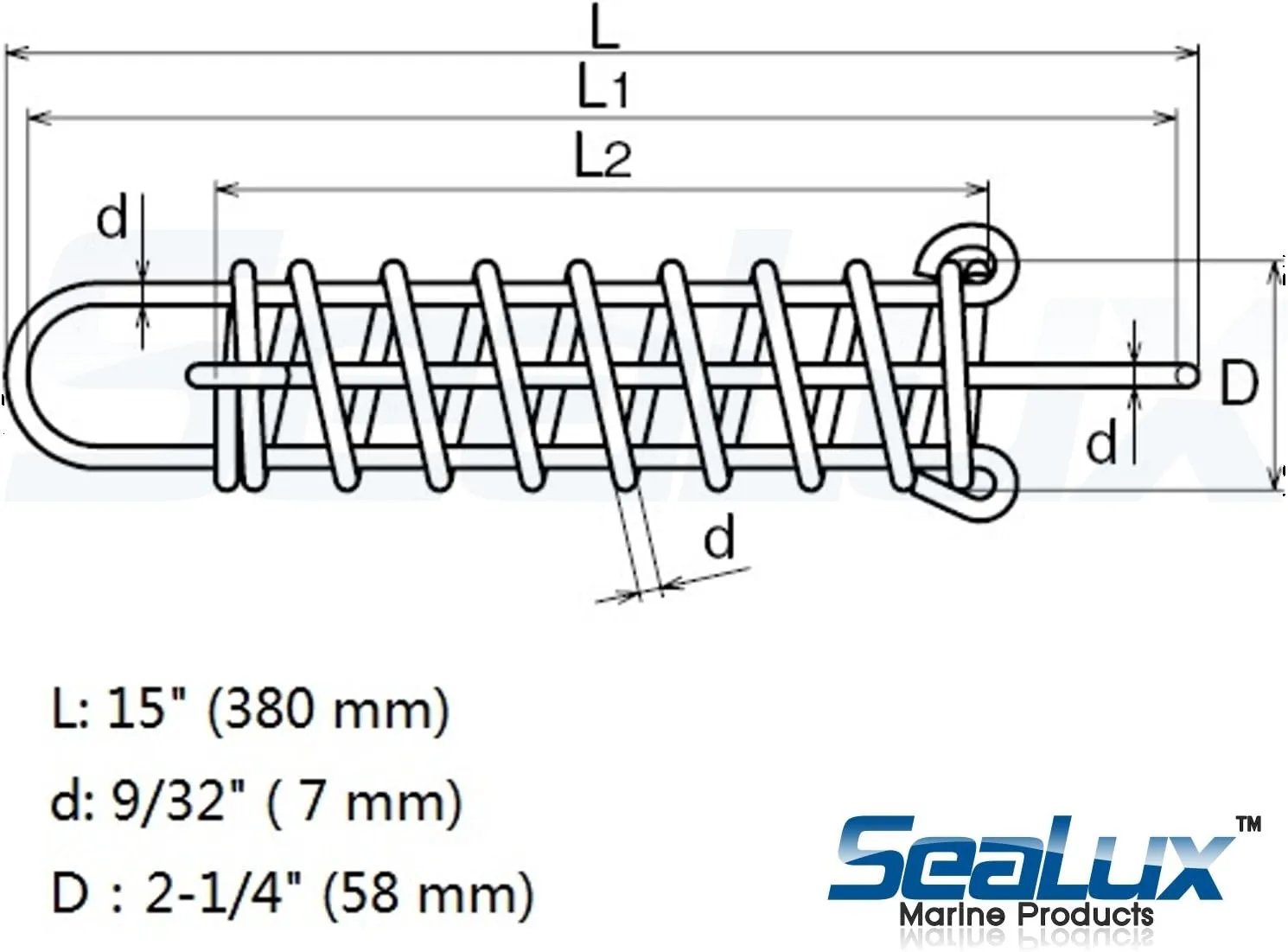 SeaLux Stainless Steel Shock Absorbing Dock Mooring Line Springs