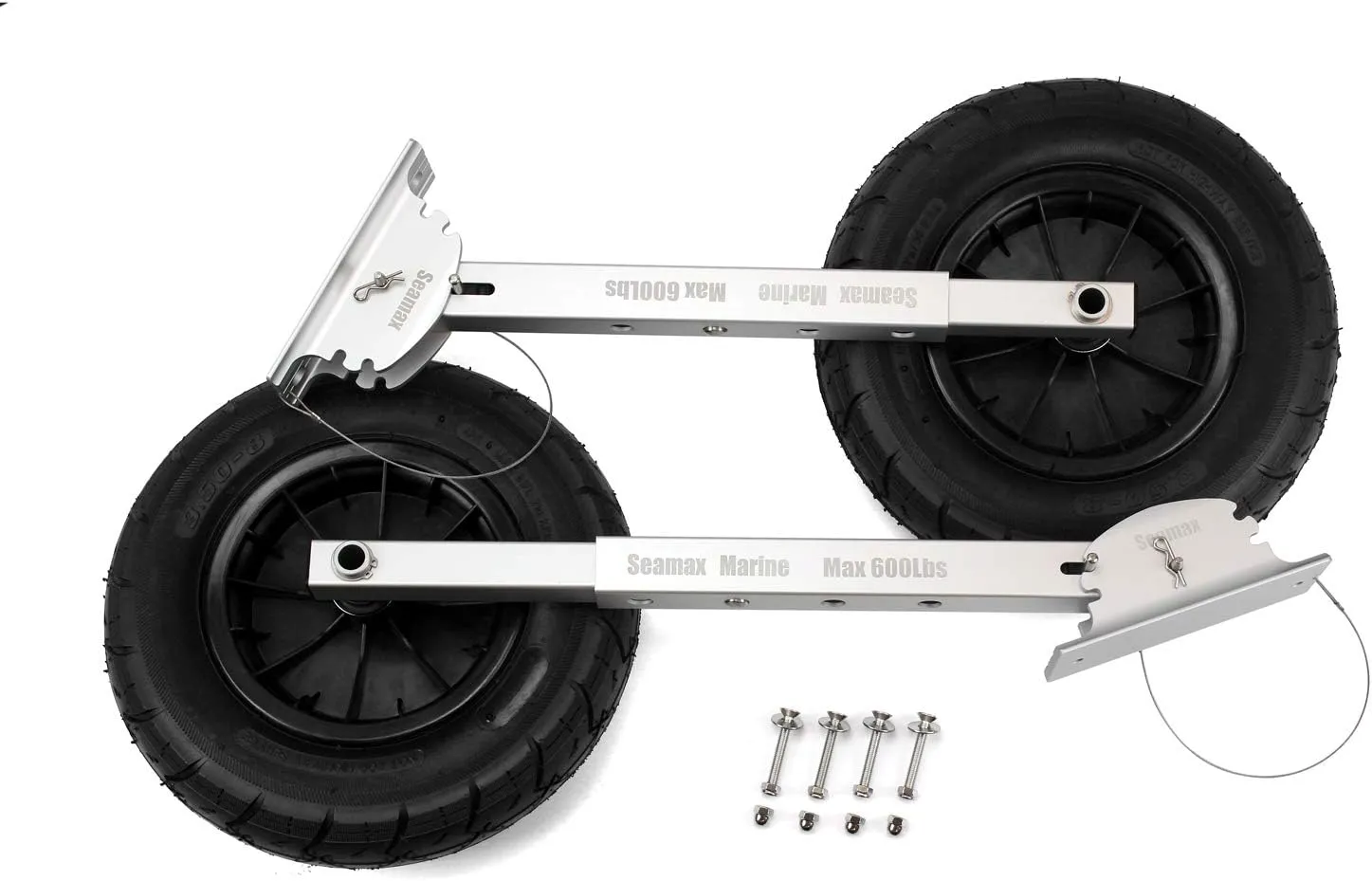 Seamax Deluxe 4 by 4 Boat Launching Dolly with 14" Wheels System, Commercial Grade Quality for Inflatable Boat and Aluminum Boat Max Loading 600Lb