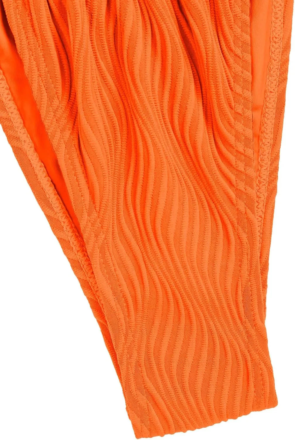 seamoly Women's Bikini Sets Ribbed Beaded Adjustable Spaghetti Strap Swimsuit Tie Side Thong Sexy 2 Piece Bathing Suit