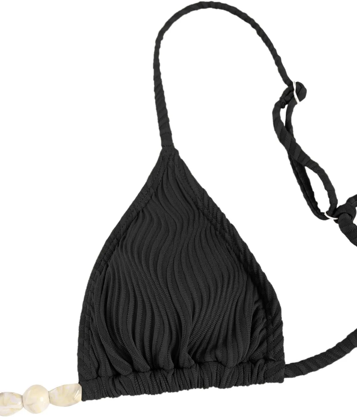 seamoly Women's Bikini Sets Ribbed Beaded Adjustable Spaghetti Strap Swimsuit Tie Side Thong Sexy 2 Piece Bathing Suit