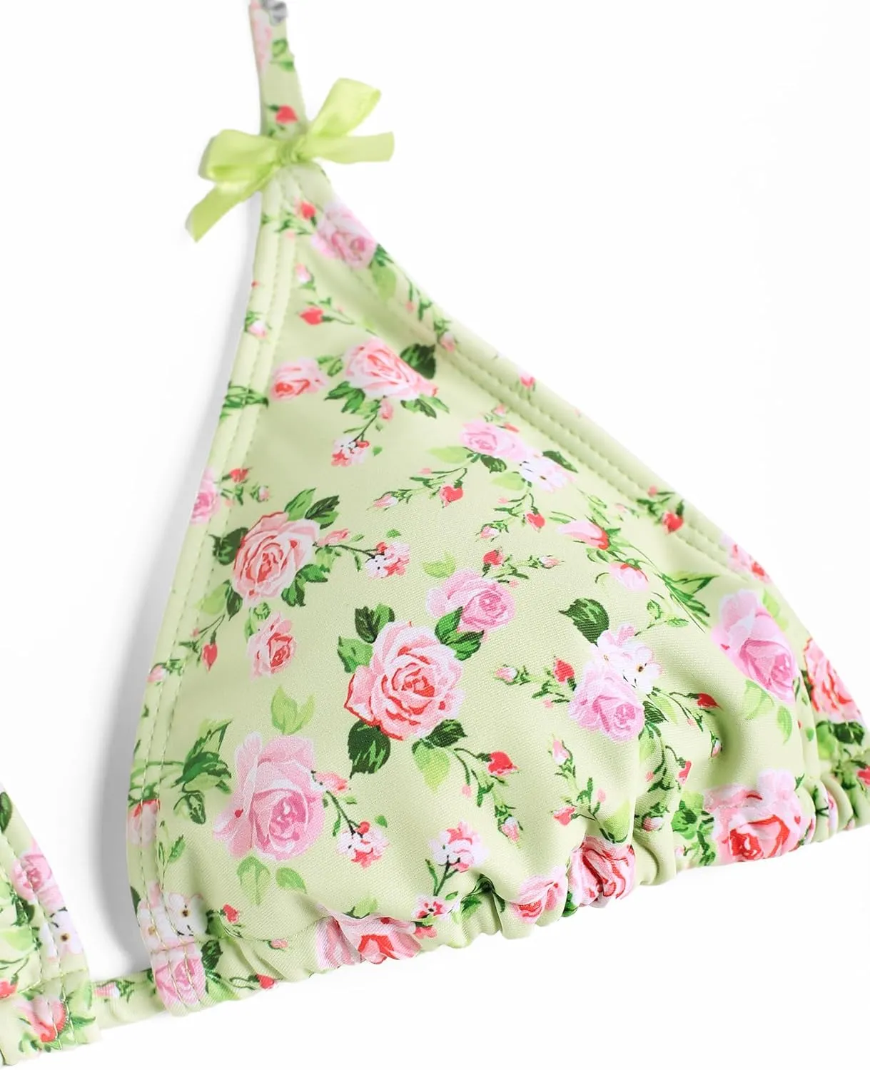 seamoly Women's Bikini Sets Tie Back Bowknot Two Piece Swimsuits Triangle Thong Bathing Suit Gingham Floral Cherry Printing