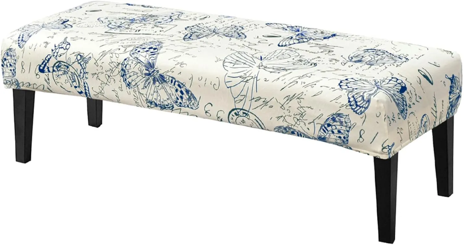 SearchI Stretch Dining Bench Cover, Washable Durable Bench Covers Slipcover, Rectangle Bench Seat Covers for Dining Room Living Room Kitchen(Butterfly)