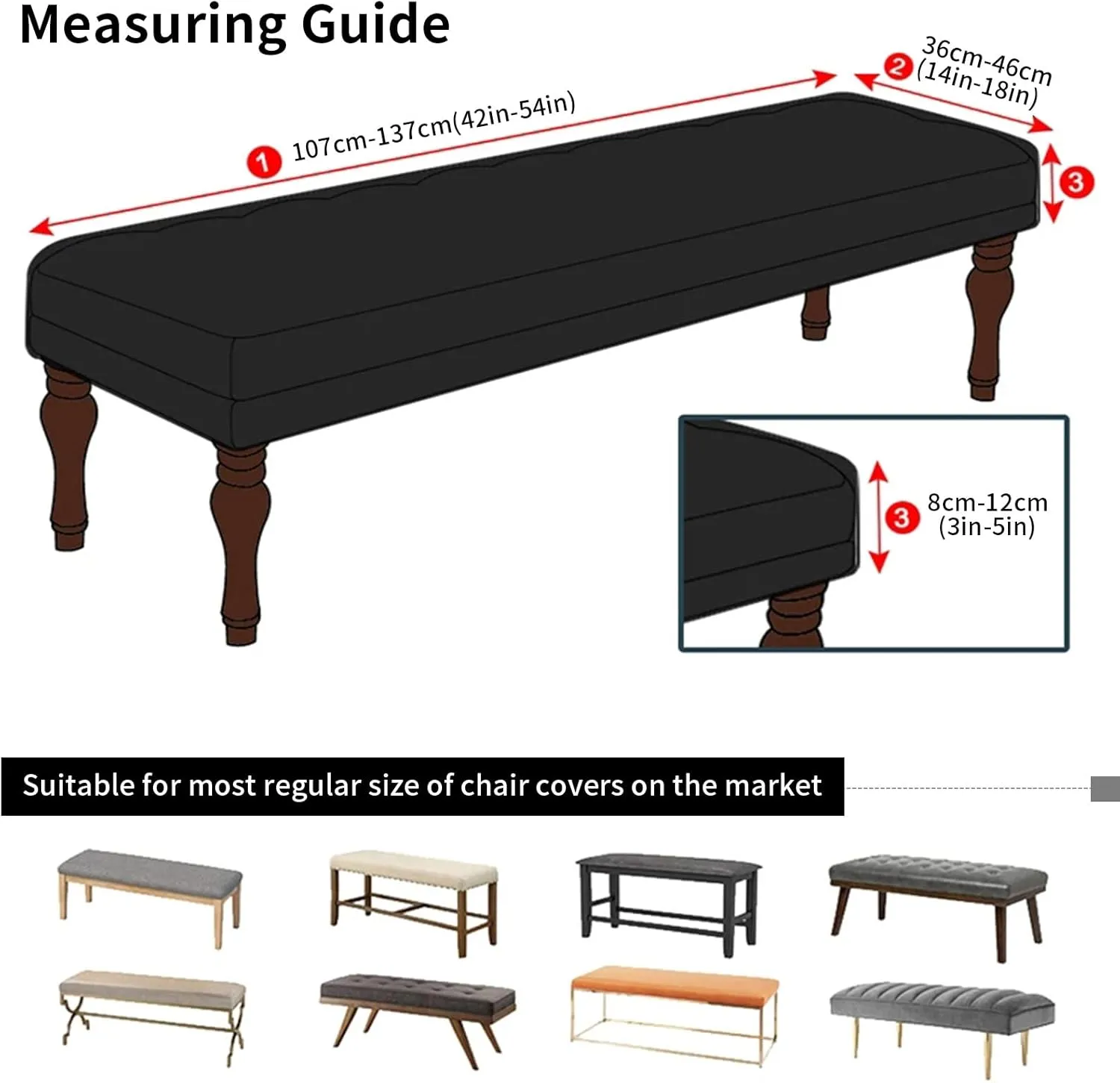 SearchI Stretch Dining Bench Cover, Washable Durable Bench Covers Slipcover, Rectangle Bench Seat Covers for Dining Room Living Room Kitchen(Butterfly)
