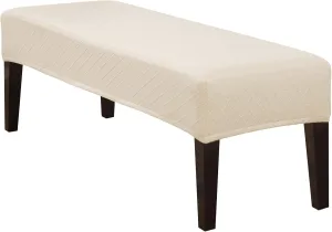 SearchI Stretch Dining Bench Cover, Washable Durable Bench Covers Slipcover, Rectangle Bench Seat Covers for Dining Room Living Room Kitchen(Jacquard Beige)