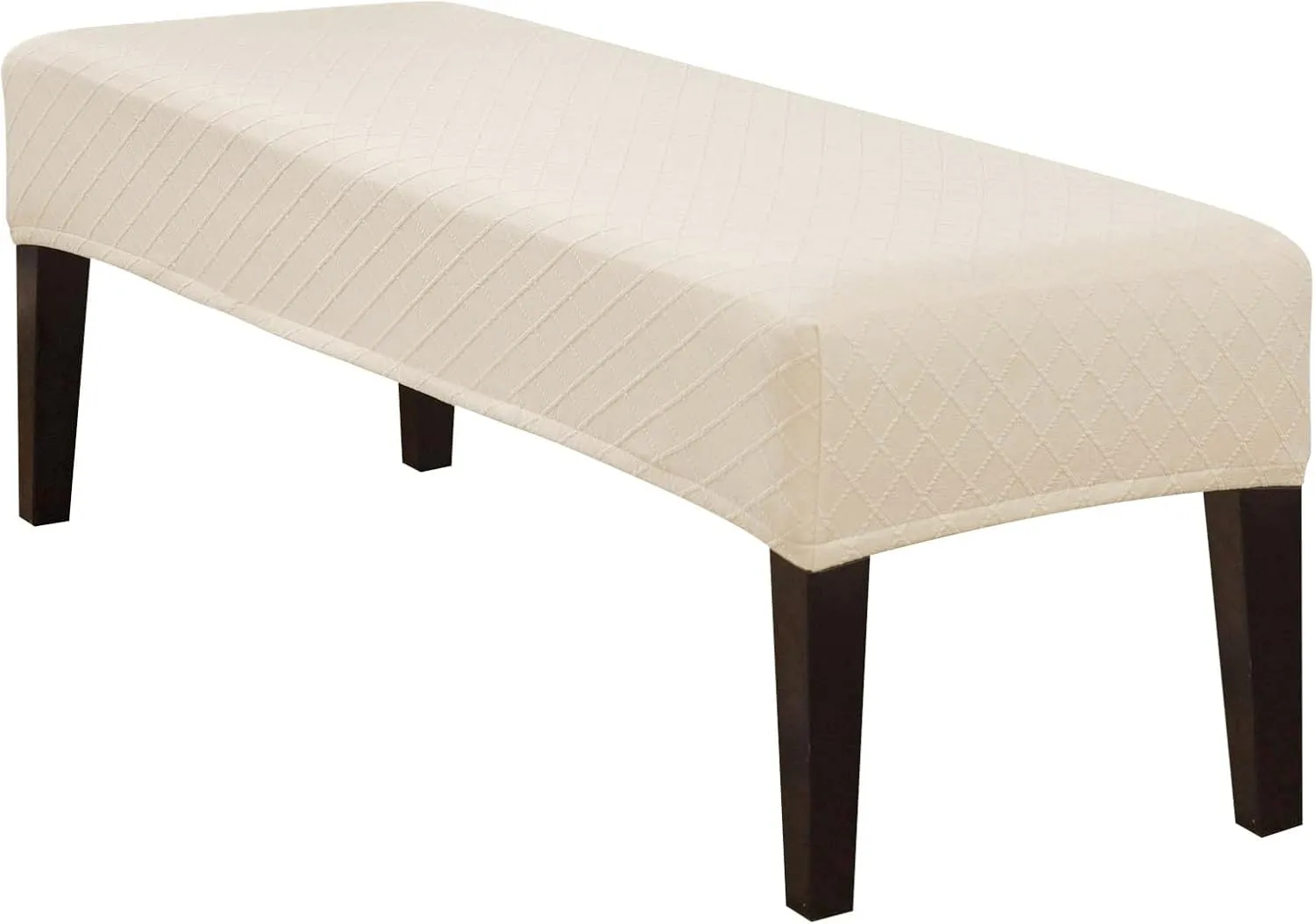 SearchI Stretch Dining Bench Cover, Washable Durable Bench Covers Slipcover, Rectangle Bench Seat Covers for Dining Room Living Room Kitchen(Jacquard Beige)