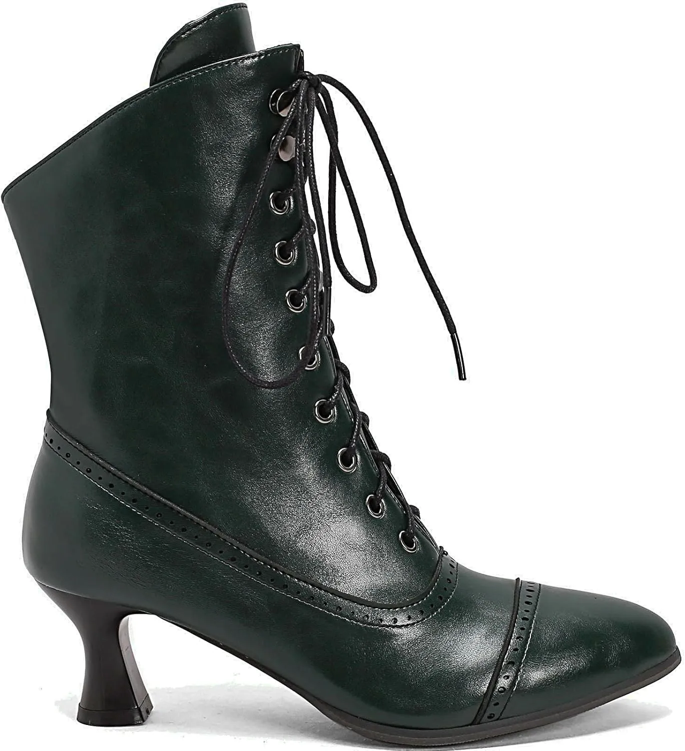 Seborluys Women Vintage Victorian Lace Up Boots Kitten Heel Ankle Boots Pointed Toe Mid Heel Booties With Zipper Wedding Bridal Costume…